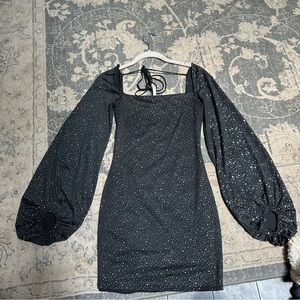 COPY - Lucy in the sky black puff/bell sleeve dress